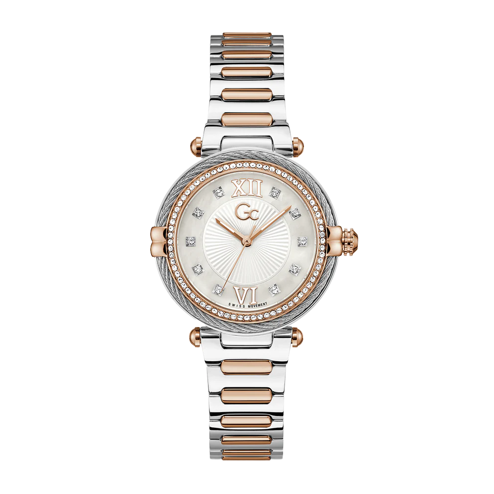 GC Women's Watch Silver & Rose Gold Case White Dial Quartz - Z52001L1MF