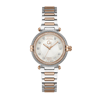 GC Women's Watch Silver & Rose Gold Case White Dial Quartz - Z52001L1MF