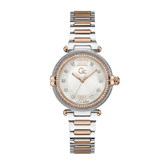 GC Women's Watch Silver & Rose Gold Case White Dial Quartz
