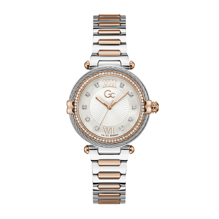 GC Women's Watch Silver & Rose Gold Case White Dial Quartz