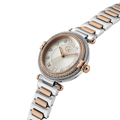 GC Women's Watch Silver & Rose Gold Case White Dial Quartz - Z52001L1MF