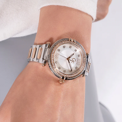 GC Women's Watch Silver & Rose Gold Case White Dial Quartz - Z52001L1MF