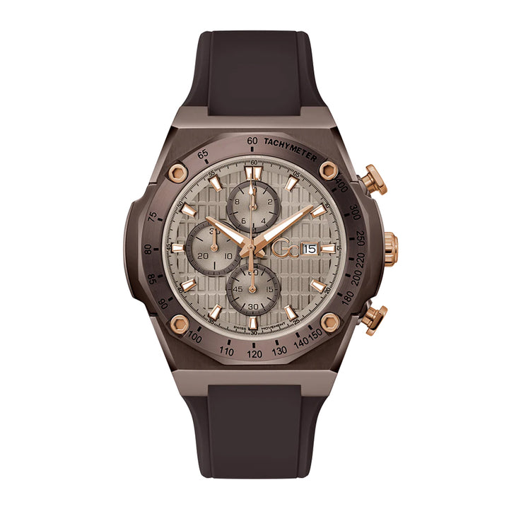 GC Men's Watch Brown & Rose Gold Tone Case Beige Dial Quartz