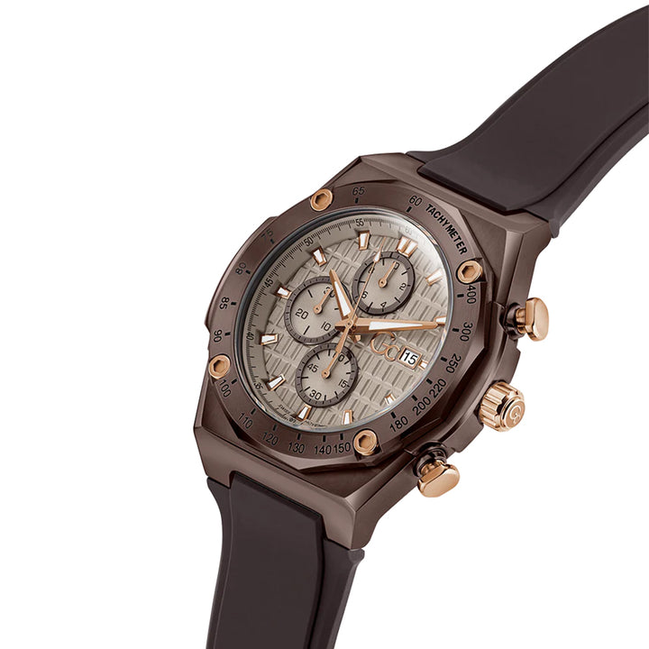 GC Men's Watch Brown & Rose Gold Tone Case Beige Dial Quartz