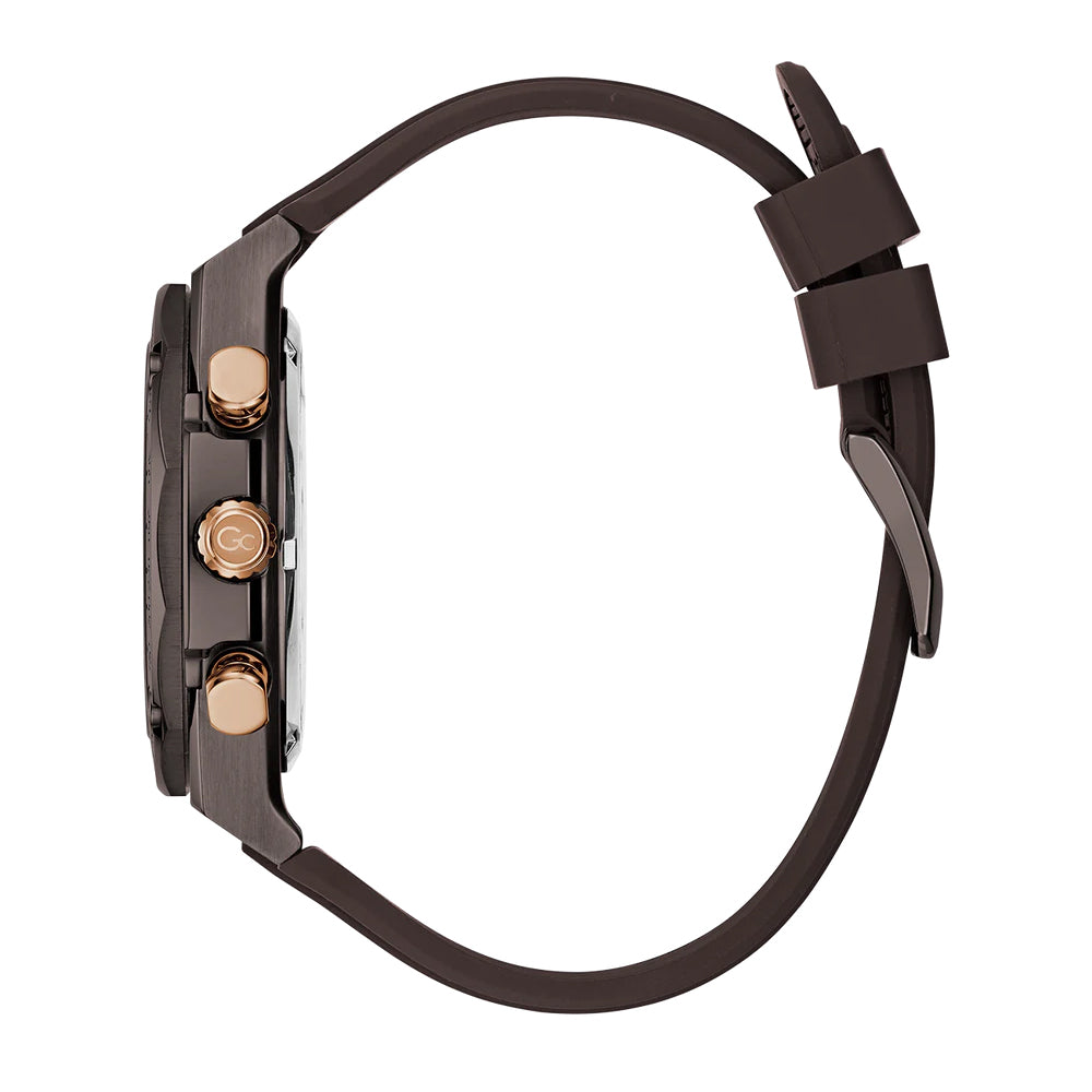 GC Men's Watch Brown & Rose Gold Tone Case Beige Dial Quartz