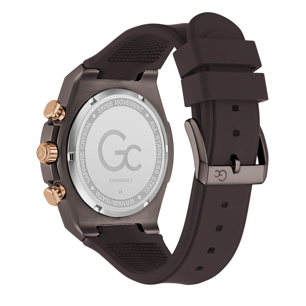 GC Men's Watch Brown & Rose Gold Tone Case Beige Dial Quartz