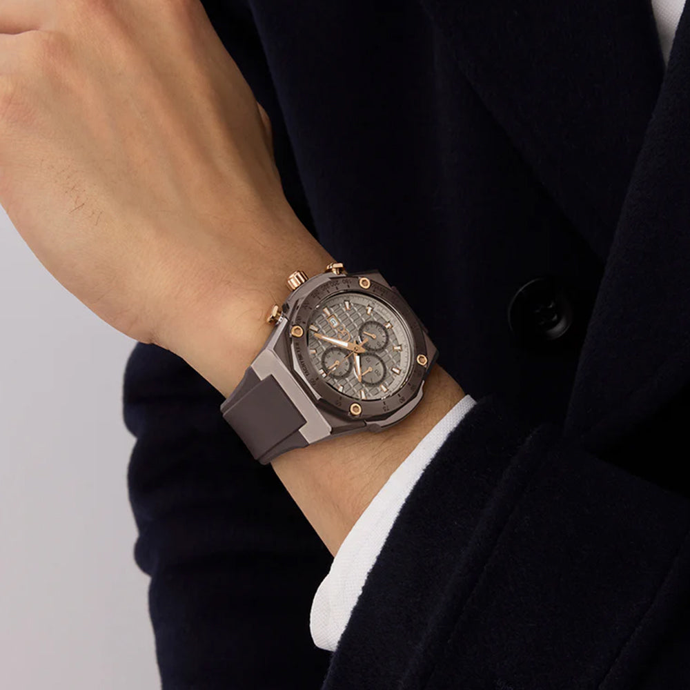 GC Men's Watch Brown & Rose Gold Tone Case Beige Dial Quartz