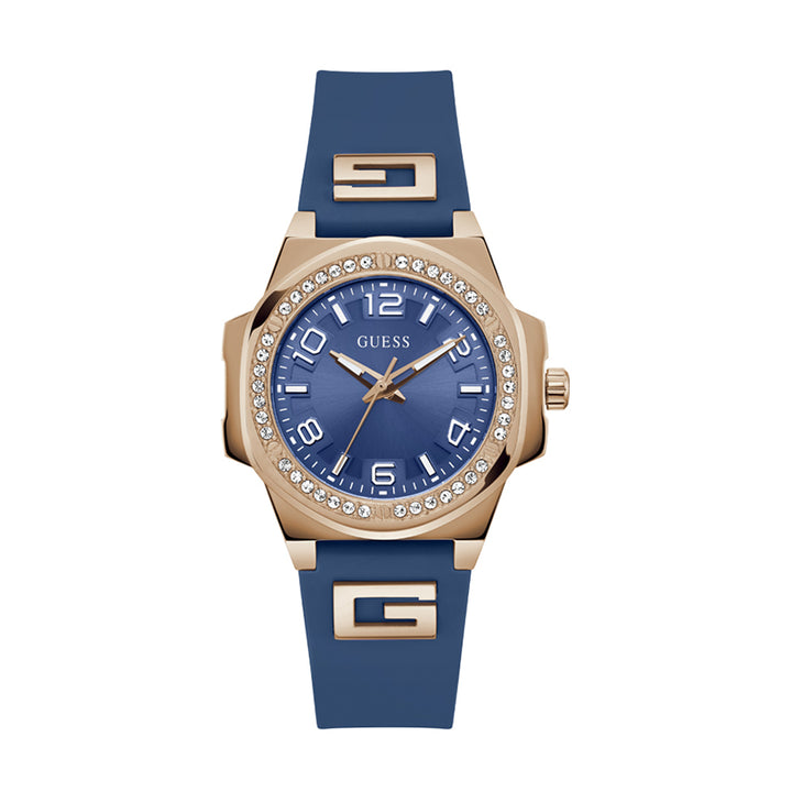 Guess Women's Watch Rose Gold Tone Case Blue Dial Quartz