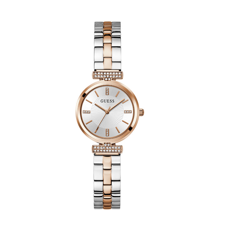 Guess Women's Watch Rose Gold Case Silver Dial Quartz