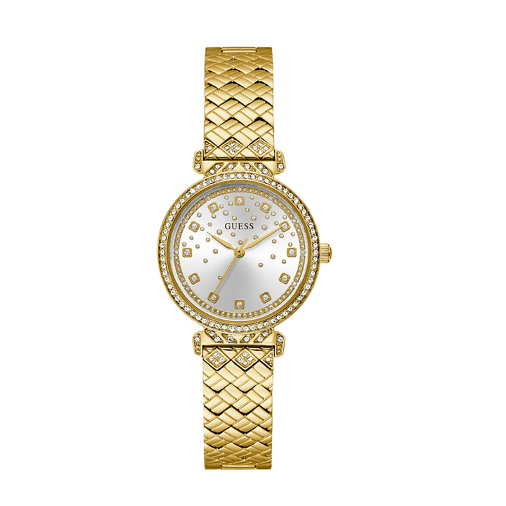 Guess Women's Watch Gold Tone Case Silver Dial Quartz