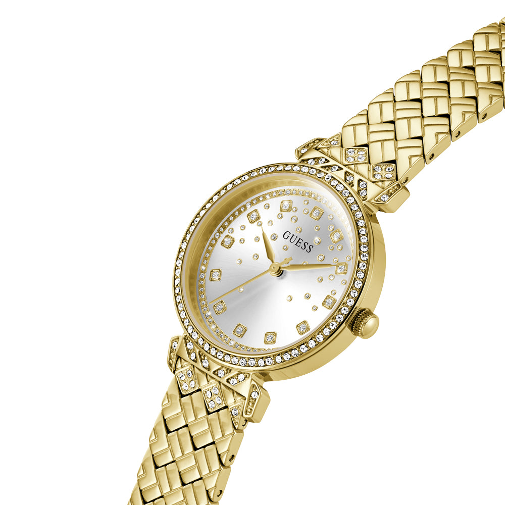 Guess Women's Watch Gold Tone Case Silver Dial Quartz