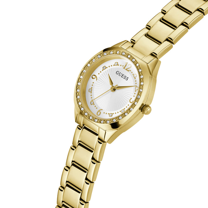 Guess Women's Watch Gold Tone Case White Dial Quartz