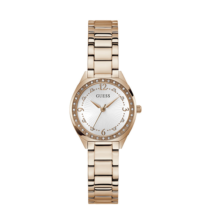 Guess Women's Watch Rose Gold Tone Case White Dial Quartz