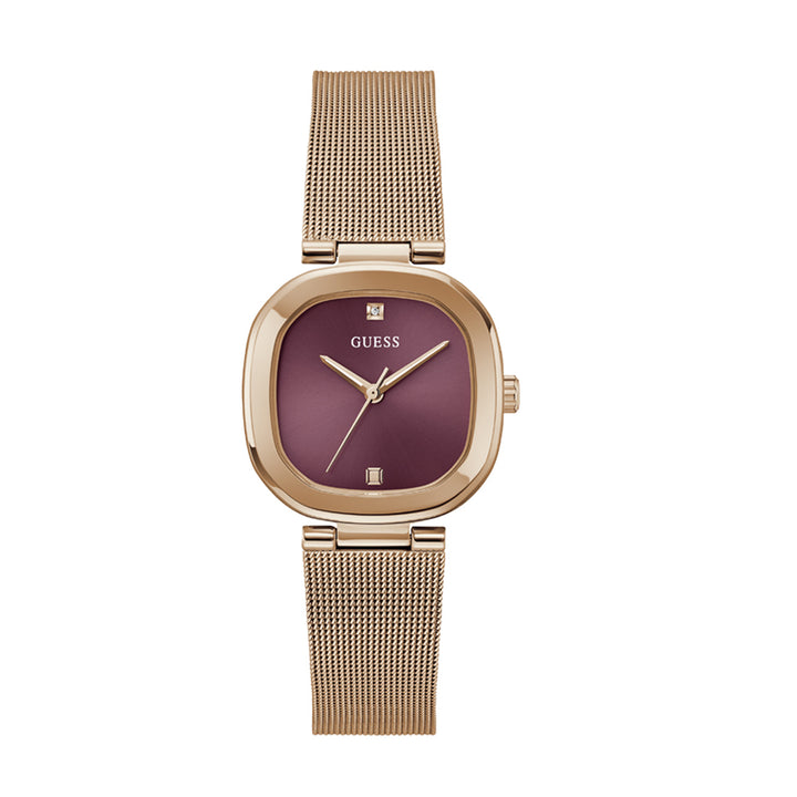 Guess Women's Watch Rose Gold Tone Case Purple Dial Quartz