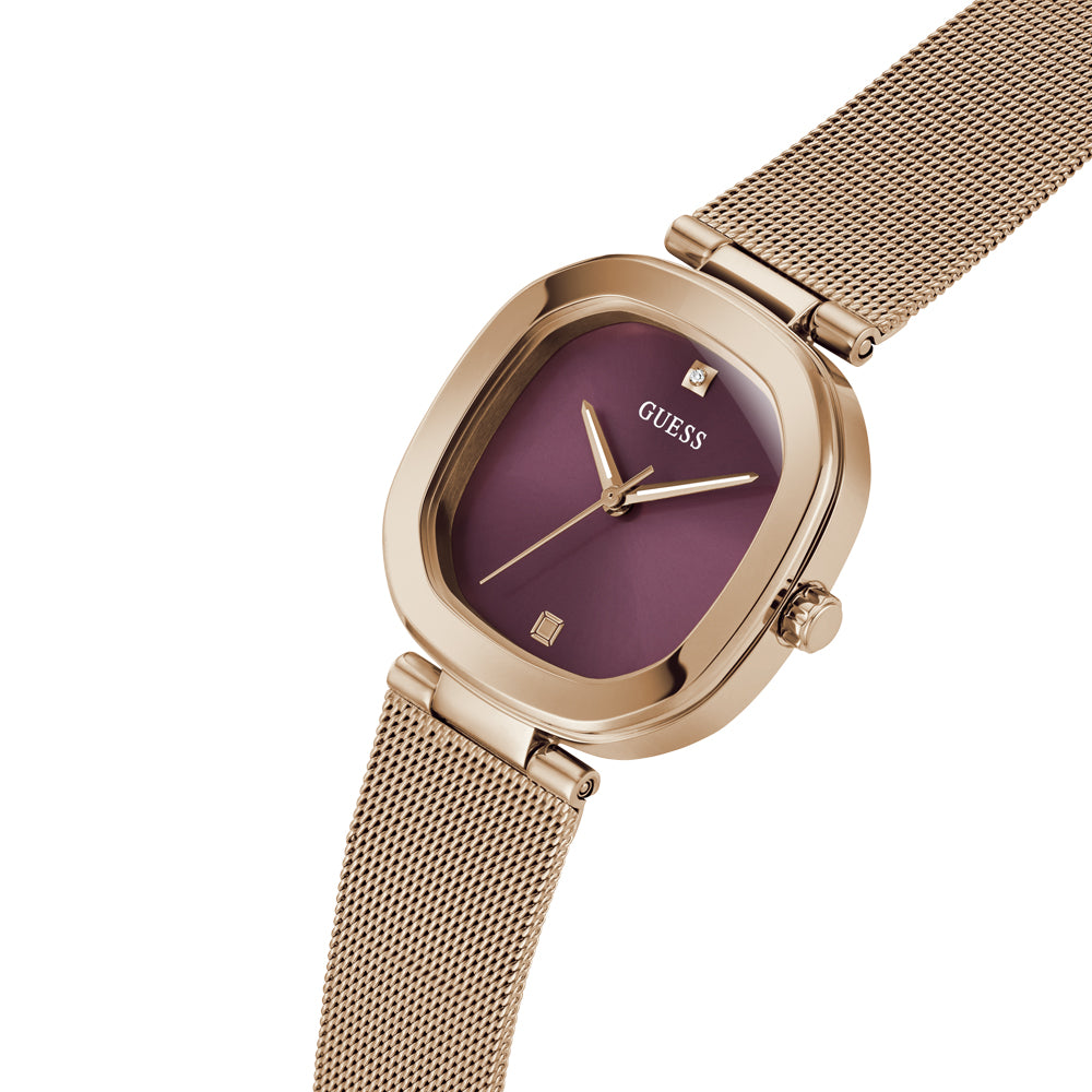 Guess Women's Watch Rose Gold Tone Case Purple Dial Quartz