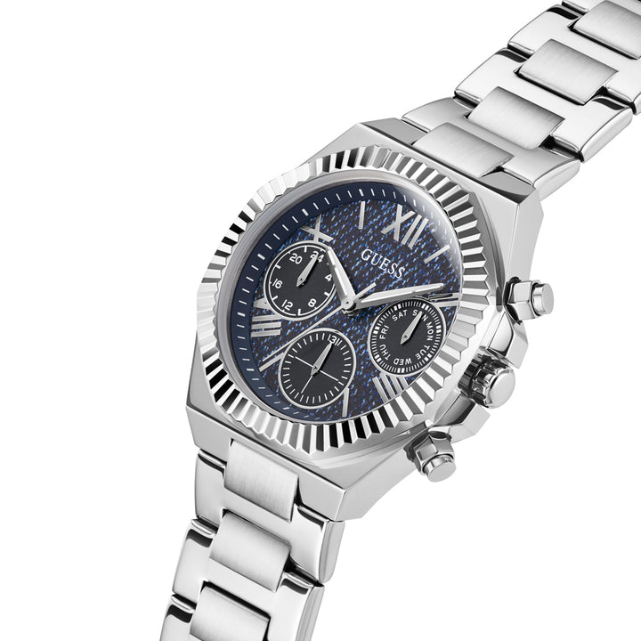 Guess Women's Watch Silver Tone Case Blue Dial Quartz