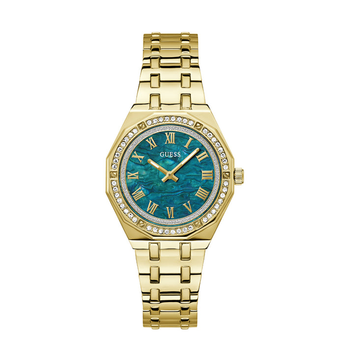 Guess Women's Watch Gold Tone Case Green Dial Quartz