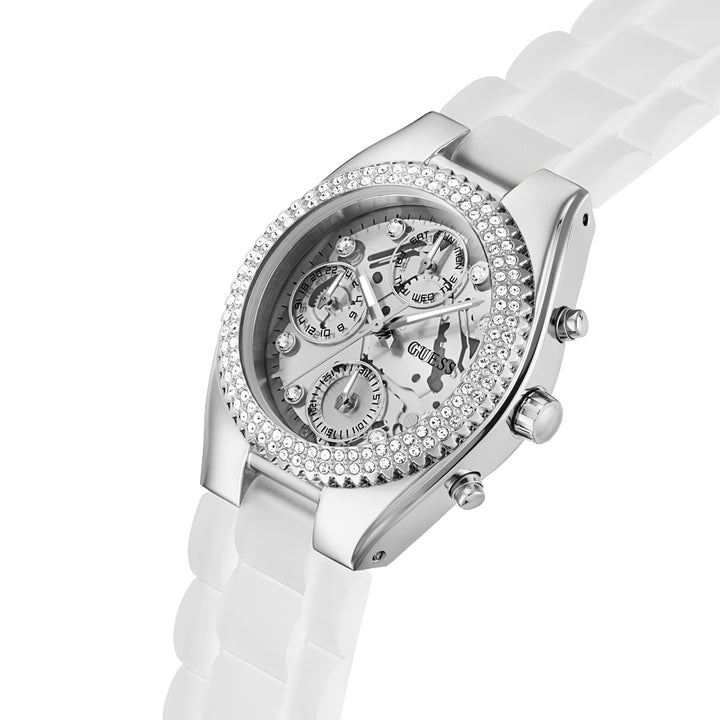 Guess Women's Watch Silver Tone Case Clear Dial Quartz