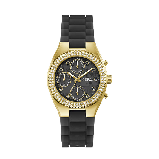 Guess Women's Watch Gold Tone Case Black Dial Quartz