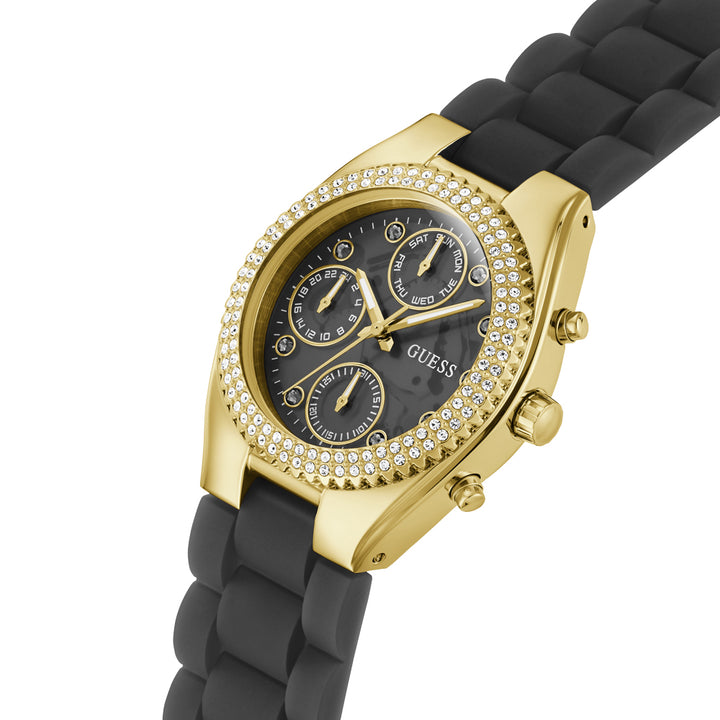 Guess Women's Watch Gold Tone Case Black Dial Quartz