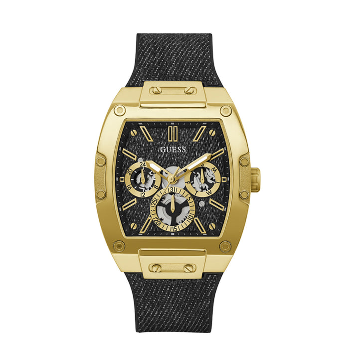 Guess Men's Watch Gold Tone Case Black Dial Quartz