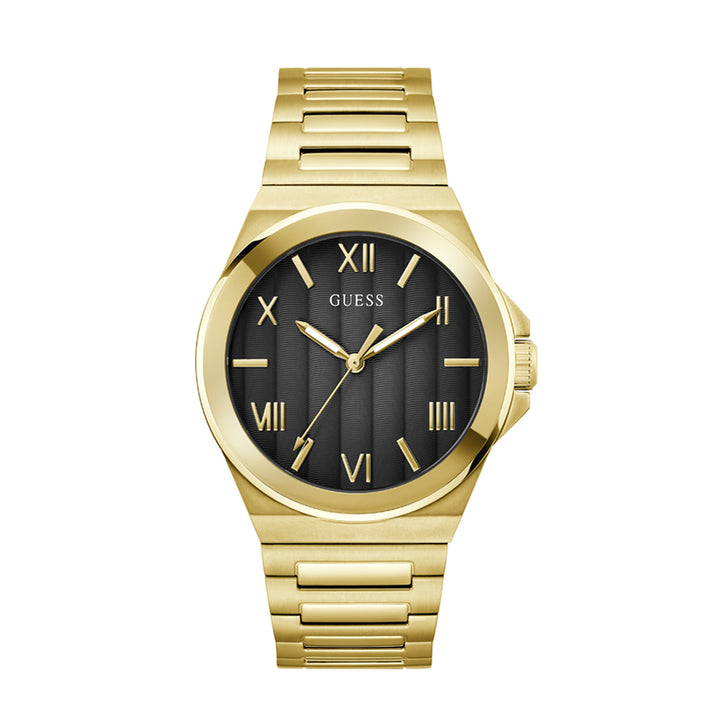 Guess Men's Watch Gold Tone Case Black Dial Quartz