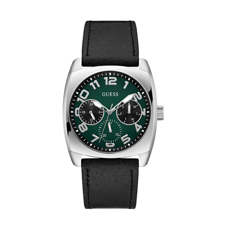 Guess Men's Watch Silver Tone Case Green Dial Quartz