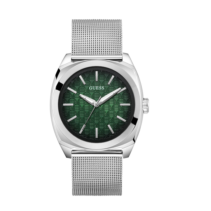 Guess Men's Watch Silver Tone Case Green Dial Quartz