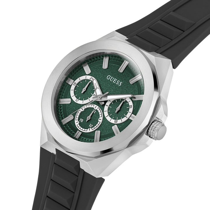 Guess Men's Watch Silver Tone Case Green Dial Quartz