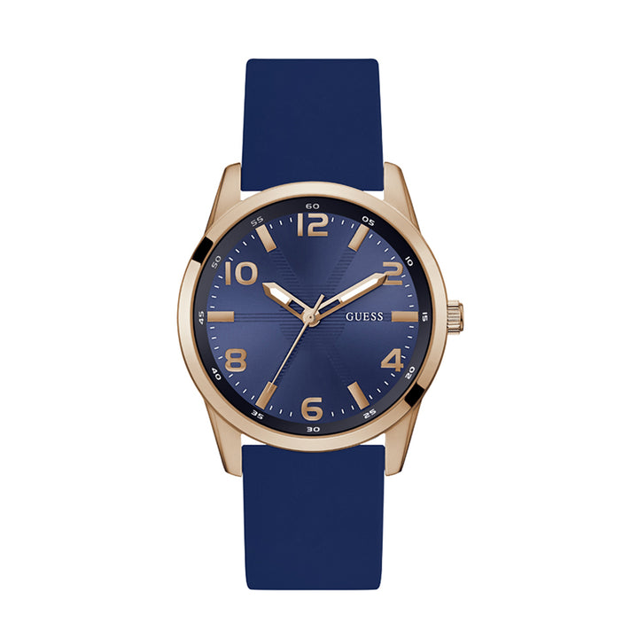 Guess Men's Watch Rose Gold Tone Case Blue Dial Quartz