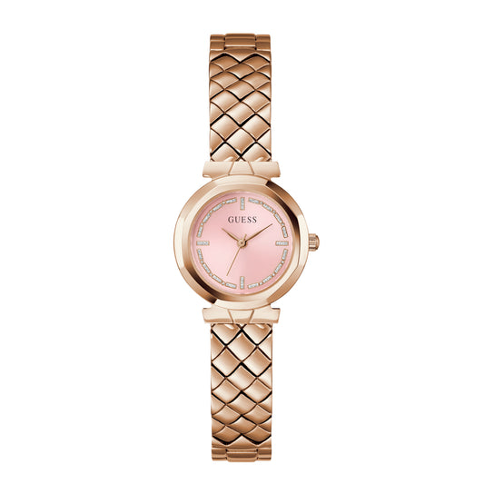 Guess Women's Watch Rose Gold Tone Case White Dial Quartz