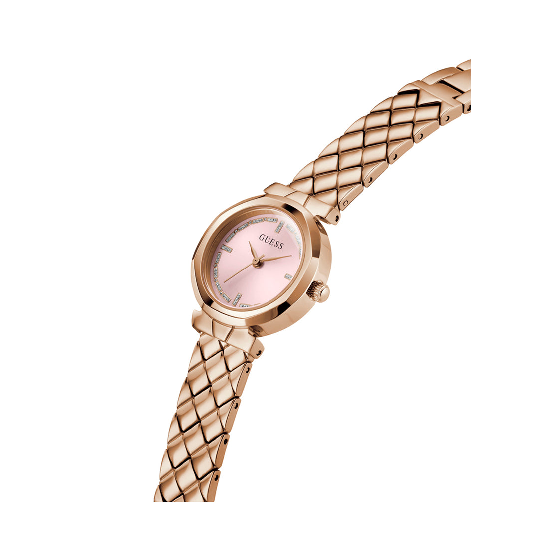 Guess Women's Watch Rose Gold Tone Case White Dial Quartz