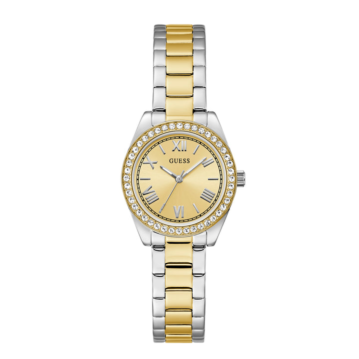 Guess Women's Watch Gold & Silver Tone Case Champagne Dial Quartz