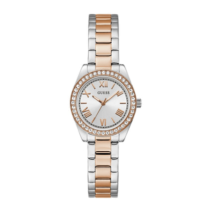 Guess Women's Watch Silver & Rose Gold Tone Case Silver Dial Quartz - GW0841L3