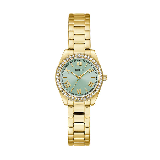 Guess Women's Watch Gold Tone Case Green Dial Quartz