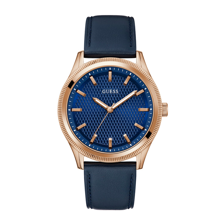 Guess Men's Watch Rose Gold Tone Case Blue Dial Quartz