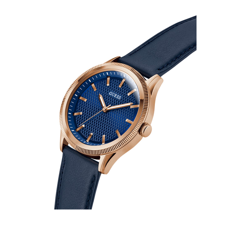 Guess Men's Watch Rose Gold Tone Case Blue Dial Quartz