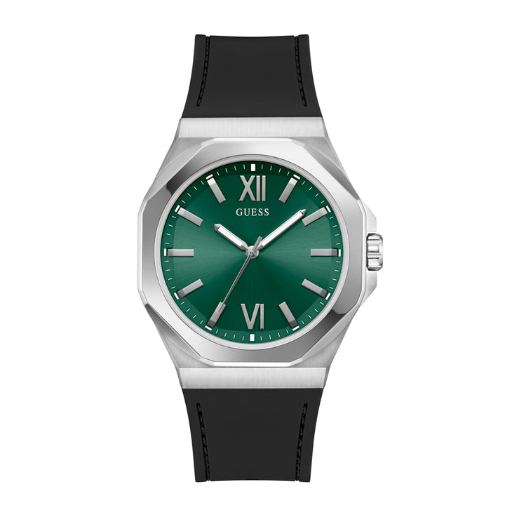 Guess Men's Watch Silver Tone Case Green Dial Quartz