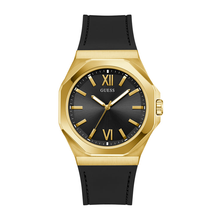 Guess Men's Watch Gold Tone Case Black Dial Quartz