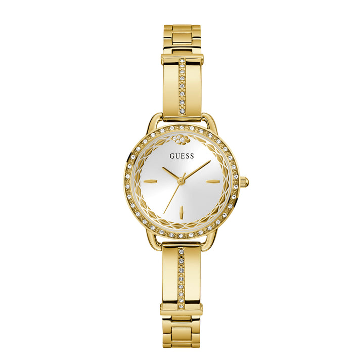 Guess Women's Watch Gold Tone Case White Dial Quartz