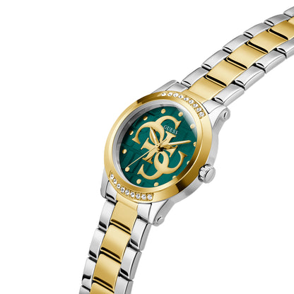 Guess Women's Watch 2-Tone Case Green Dial Quartz - GW0861L4
