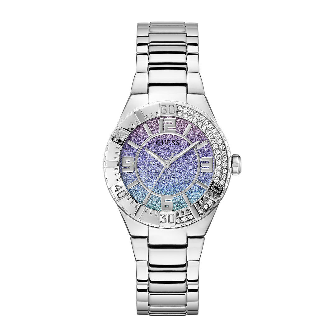 Guess Women's Watch Silver Tone Case Multicolor Dial Quartz