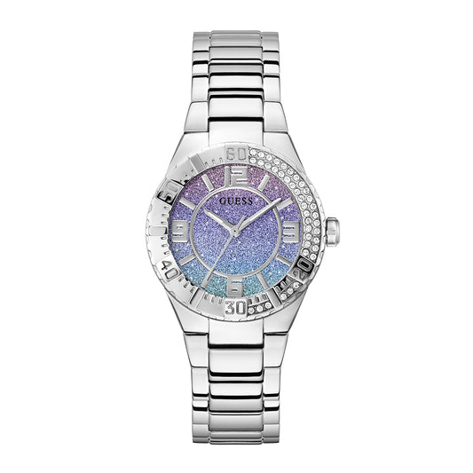 Guess Women's Watch Silver Tone Case Multicolor Dial Quartz