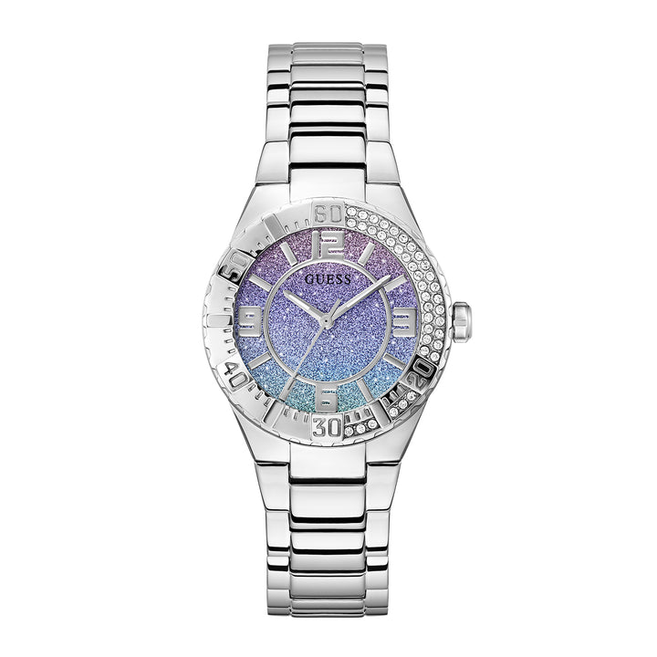 Guess Women's Watch Silver Tone Case Multicolor Dial Quartz