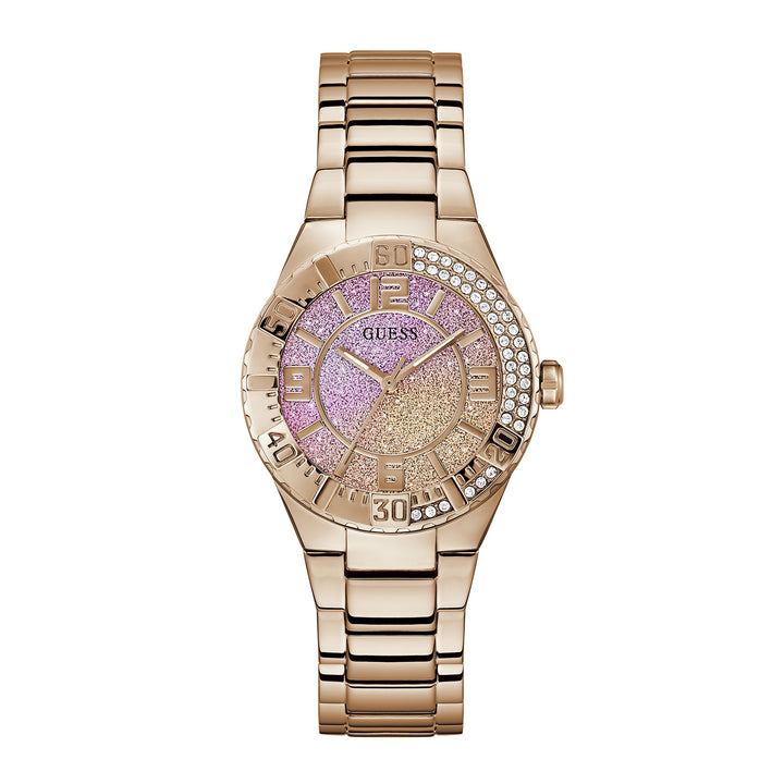 Guess Women's Watch Rose Gold Tone Case Pink Dial Quartz