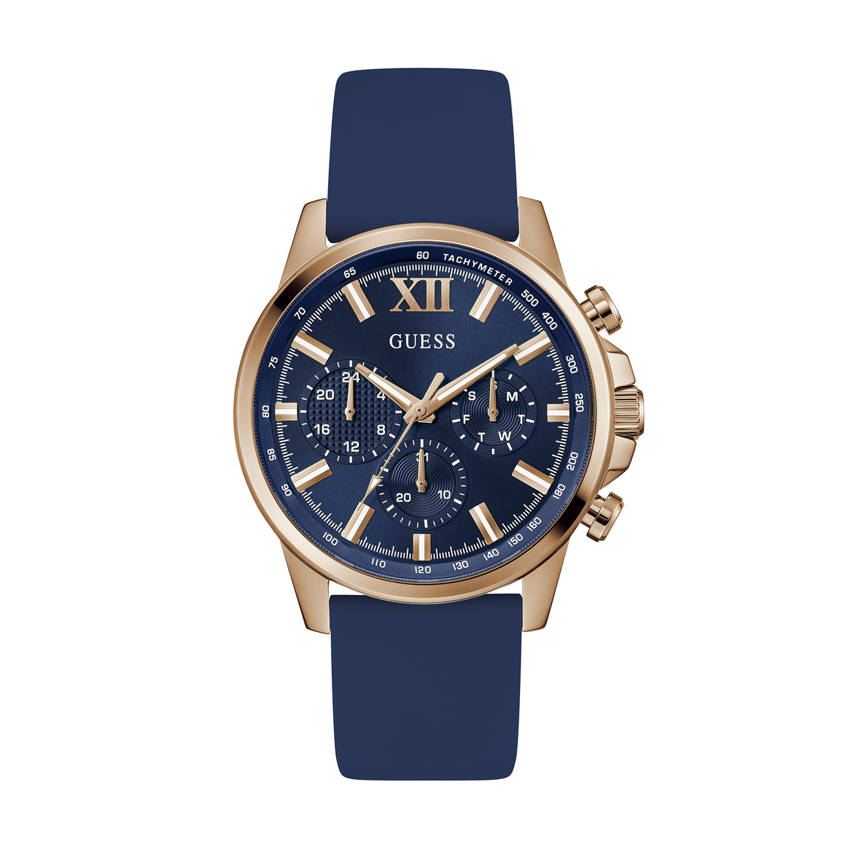 Guess Men's Watch Rose Gold Tone Case Blue Dial Quartz - GW0913G1