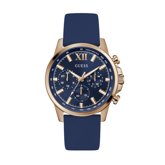 Guess Men's Watch Rose Gold Tone Case Blue Dial Quartz