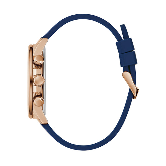 Guess Men's Watch Rose Gold Tone Case Blue Dial Quartz