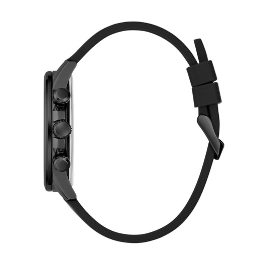 ساعة جيس رجالية بإطار أسود ومينا سوداء تعمل بحركة كوارتز