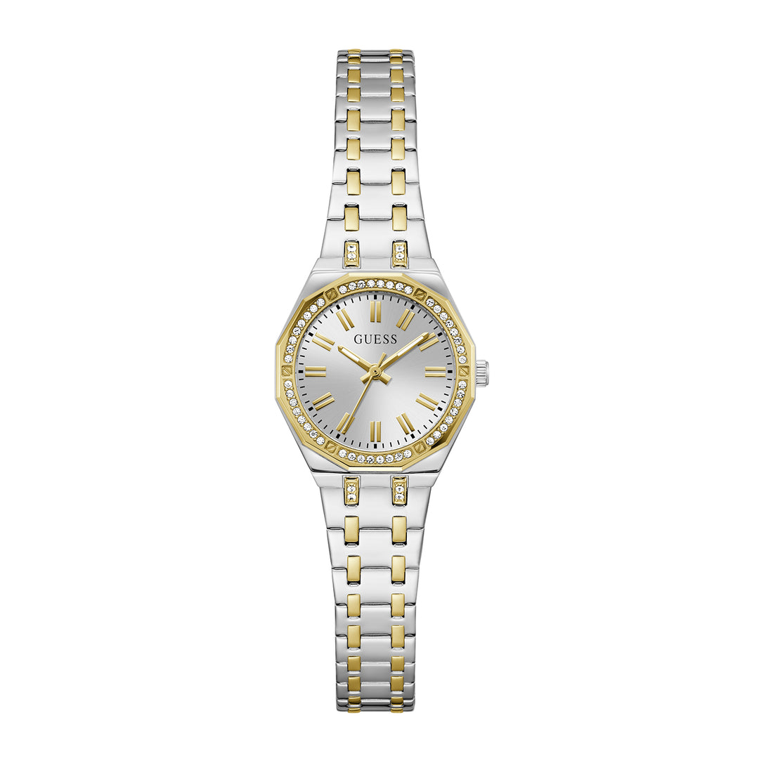 Guess Women's Watch Silver & Gold Tone Case Silver Dial Quartz